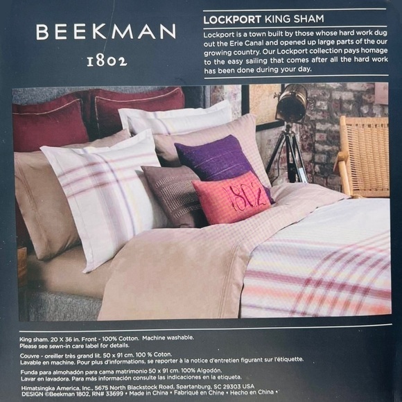 Beekman 1802 Lockport King Shams Tawny Plaid Pair Set of Two Cotton New NWT - Picture 6 of 7